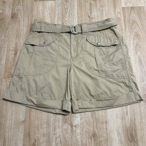 LAUREN RALPH LAUREN CARGO SHORTS BELT CUFFED COTTON OUTDOOR HIKING WOMENS 12 TAN